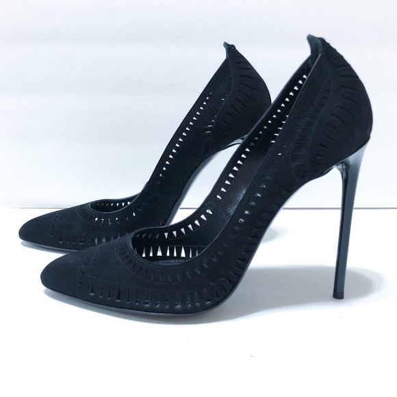 Tom Ford Black Suede Laser Cut Out Stiletto Pumps Heels Size 40.5 or US 10.5 - Picture 11 of 11